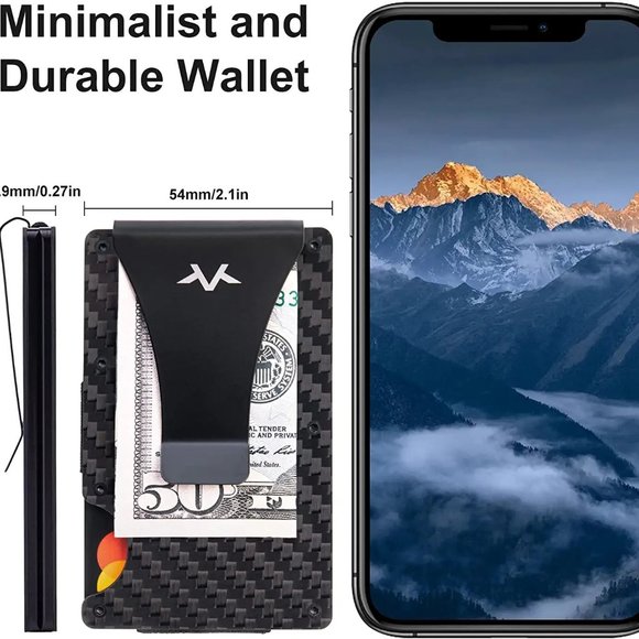 Carbon Fiber Wallet with Airtag Holder Case ,Slim Minimalist Wallet for Men - Picture 2 of 7